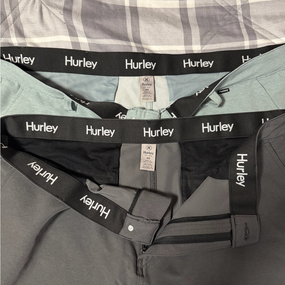 Hurley Gray and Light Blue Board Shorts